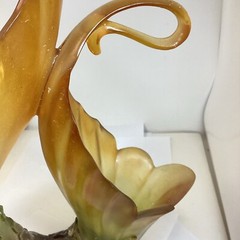 Double Amber/ Green Resin Centerpiece Table Vase Large 18”