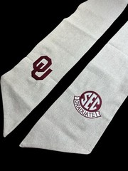 University of Oklahoma (OU) Cotton Wreath Sash (2 Logos) 40k Stitch SEC Graduate