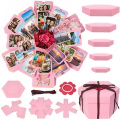 Koogel Explosion Gift Box, Surprise Picture Love Box Pink Medium,