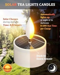 Solar Tea Lights Outdoor Waterproof, 12 pcs 1.5″ D x 2.1″ Reusable Dusk to