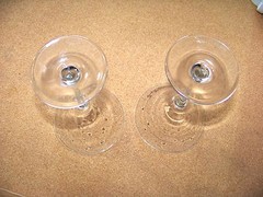 Eat Drink and Be Married stem glass set 7-7/8″ tall 4-3/4″ Wedding his & hers