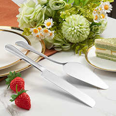 2-Piece Premium Cake Cutting Set, Exquisite Knife and Server with Serrated