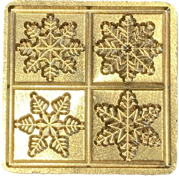Four Unique Snowflakes Wax Seal Stamp head (1″ square, portrait style!)