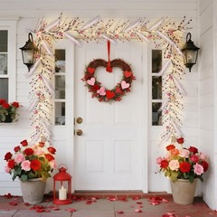 DR.DUDU Valentines Garland, 6 FT Lighted Garlands for Mantle with Red Pink