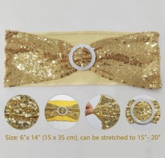 Snioreta Pack of 10 Stretch Sequin Chair Sashes Bands Wedding Party – A0127