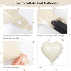 White Heart Balloons, 24Pcs 18Inch Baby Cream White Foil Shaped Love Pink