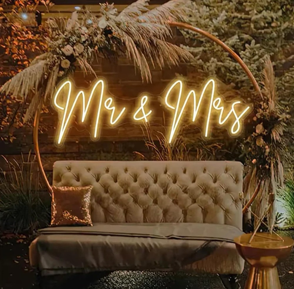 Mrs Neon LED Sign – Size:50×18.7cm – Custom Wedding Wall Neon Sign for Room B…