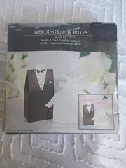 50 Wedding Favor Boxes Groom Tuxedo & Bride Wedding Gown