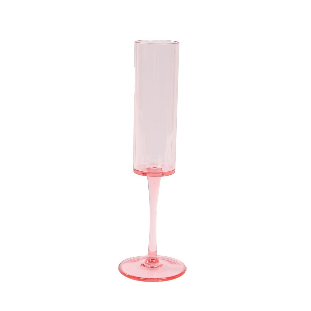 6 Cylindrical 6 oz Reusable Plastic Champagne Flute Glasses Party Events