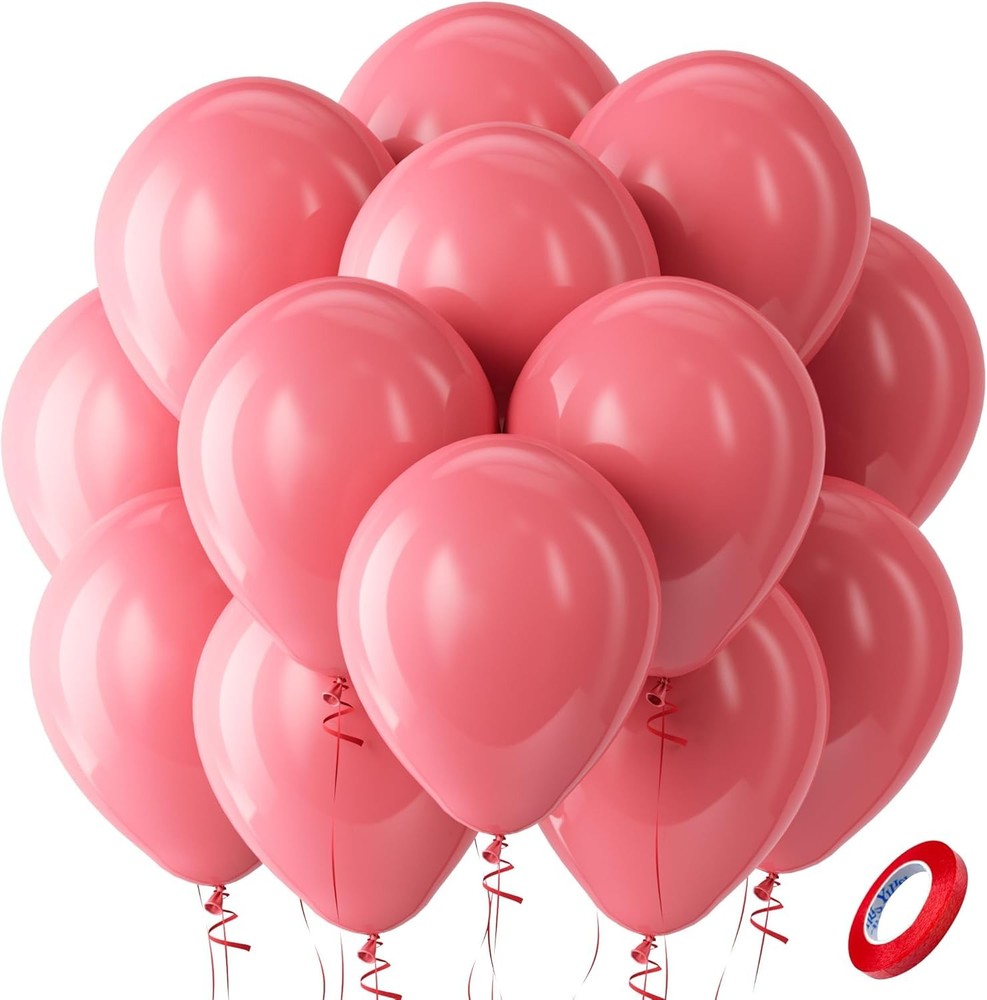 Bezente Coral Latex Party Balloons – 100 Pack 12 inch Round Helium Pastel Coral