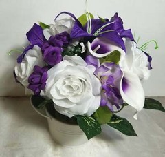Purple White Rose Tiger Lily Bridal Wedding Bouquet Accessories