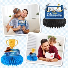 9 Pieces Father’s Day Decorations Honeycomb Centerpiece Double Sided Printing…