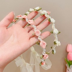 Elegant Pearls Rose Sweet Headwear For Weddings Parties Special Occasion