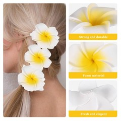 100Pcs White Foam Hawaiian Frangipani Artificial Plumeria Flower Petals 9547