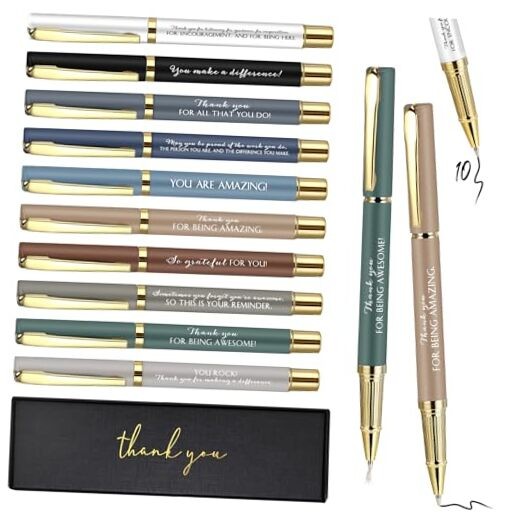 10 Set Thank You Gifts Inspirational Ballpoint Pens with Gift Macaron Mixed