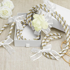 Wedding Lasso Rope, White Gold Rope with Flower Lazo Para Boda Wedding Cord Wedd