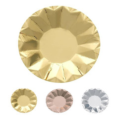 25 Metallic Round 7″ Paper Salad Dinner Plates Geometric Design Party Tableware