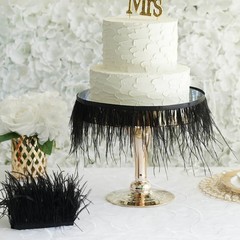 Black 39″ long Natural Ostrich Feathers Trim Satin Ribbon Decorations