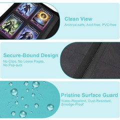 Byster 4 Pocket Card Binder Premium Pu Trading Card Binder Zipper 160 Capacity