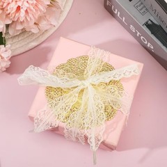 150Pcs Gold Doilies Disposable Gold Paper Placemats Round Small Golden Lace