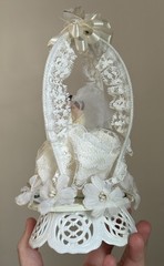 VTG 1950’s? Wedding Topper Lace Plastic 8.5”