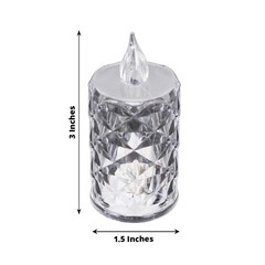 12 CLEAR 3″ Flameless Battery Operated LED Tealight CANDLES Diamond Design Home