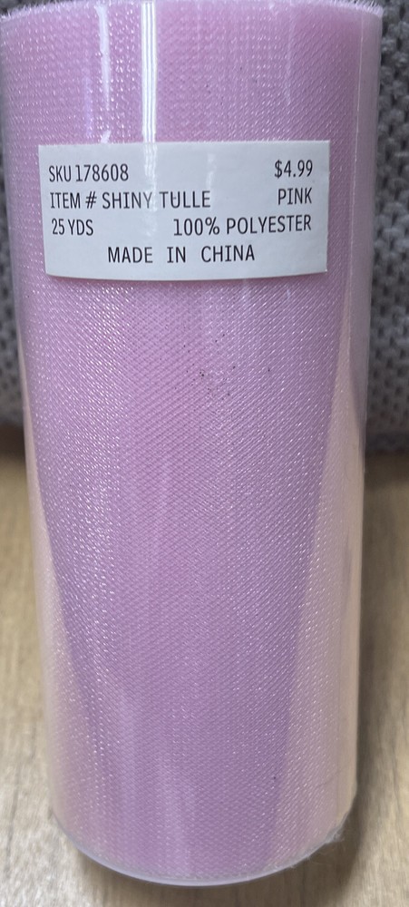 Shiny Tulle Pink 25 Yds 100% Polyester