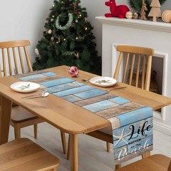 Ocean Coastal Starfish Decorative Table Runner 13x70inch, Linen Textured Tabl…