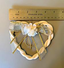 Romantic White Ceramic Heart 5.25″ Wedding Bridal Shower Decor Ornament