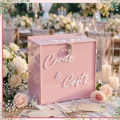 Light Pink Acrylic Wedding Card Box Slot Lock 10x6x10 Inch Money Gift Party