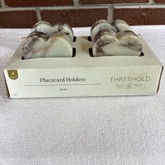 Threshold Marble Placecard Holders Set Of 4 Heart Shape Original Box EUC