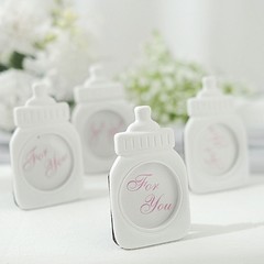 WHITE PINK 4 Mini 4″ PICTURE FRAMES Feeding Bottle Baby Shower Favors Party Home