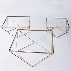 GOLD CLEAR 12″ Metal Glass Geometric CAKE STAND Party Wedding Events Decorations