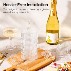 20 Pack Plastic Champagne Tower, 7oz Champagne Coupe Unbreakable Plastic Cock…