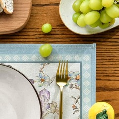 Birds Flowers Blossom Placemats Set of 4, 12″ x 18″, Rectangular 4 Pcs Blue