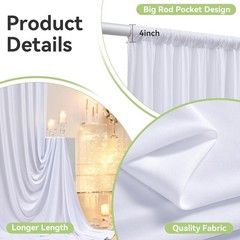 10ft x 14ft Wrinkle-Free White Backdrop Curtain for Elegant Weddings & Events