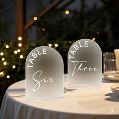 5×7 Inch Frosted Arch Wedding Table Numbers 1-15 with Stands Acrylic Arch Sign w