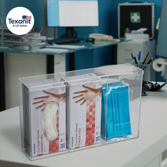 Triple Hygiene Holder – 3 Compartment Acrylic Dispenser with Lid for Hairnets, G