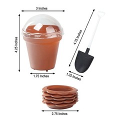 12 TERRACOTTA Mini Flower Pot DESSERT CUPS Lid Shovel Spoon Party Decorations