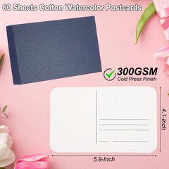 PATIKIL 60 Pcs 100% Cotton Watercolor Postcards 4×6 Inch Water Coloring white