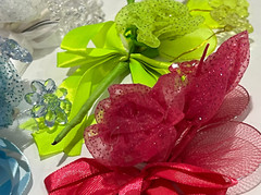 Tulle Flower Stem With Two Acrylic Flower Accents Crafts Party Supplies