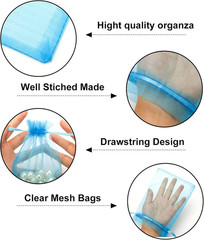 25PCS Blue Organza Bags 5×7 inches, Sheer Mesh Jewelry Pouches, Organza Gift Bag