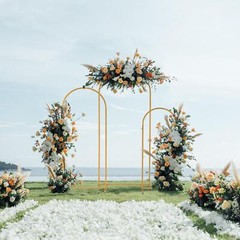 Set of 3 Metal Arch Backdrop Stand Gold Wedding Arch for Ceremony Decorations