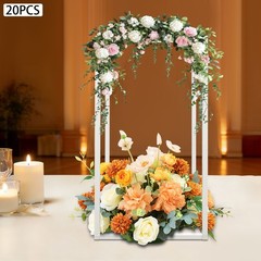 White 20 PCS Geometric Flower Stand For Wedding, Flower Stand 8.27*8.27*15.75in