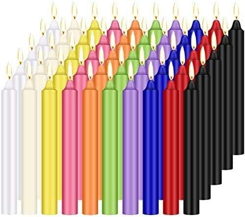 YOROXRG 100 pcs Spells Chime Candles Unscented 4 inches, Colors-4″ 100
