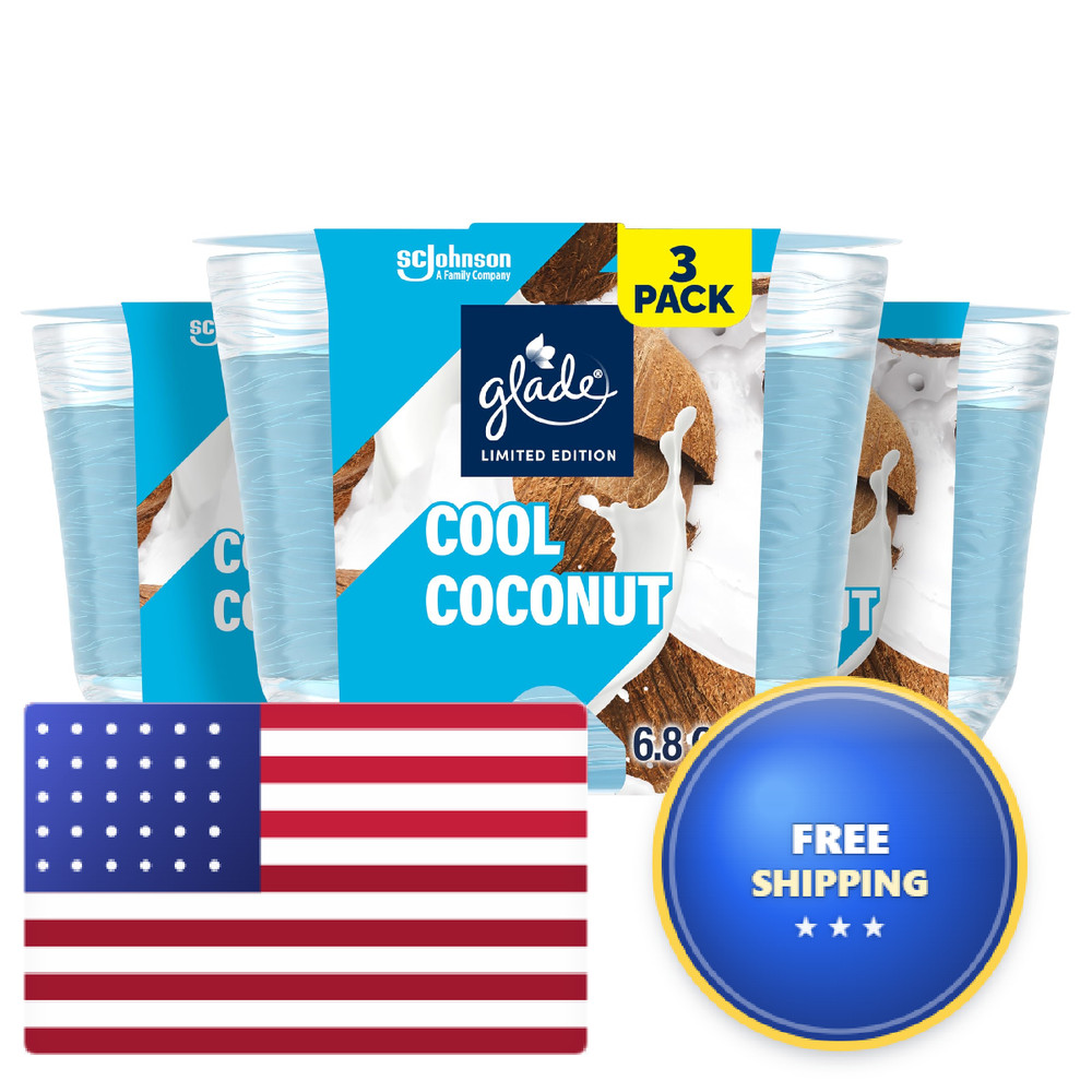 Glade 3-Wick Candle Cool Coconut Limited Edition Fragrance Infused Essential