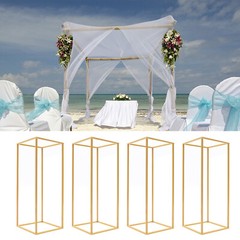 4Pcs Gold Metal Column Flower Stands Centerpiece Holder Rack Party/Wedding Decor