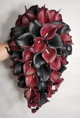 Burgundy Black Calla Lily Bridal Wedding Bouquet Accessories