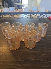 9 Piece Amber Gold Glass Primrose Votive Candle Holders 2.5”H x 2.5”W