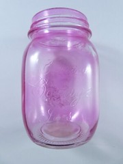 Country Cottage Glass Jars Vases Pink Pair Pint Size Centerpiece Wedding Décor